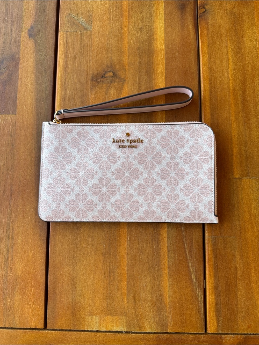 kate spade Pink Floral Zip Wristlet with Removable Strap
